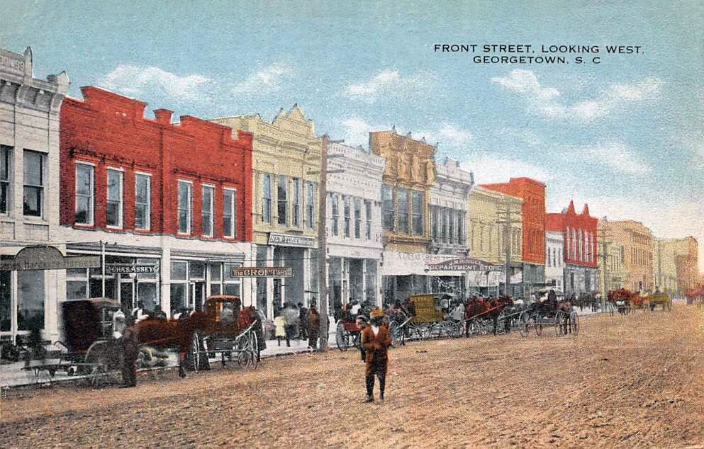 Historic postcard of Front Street, Georgetown