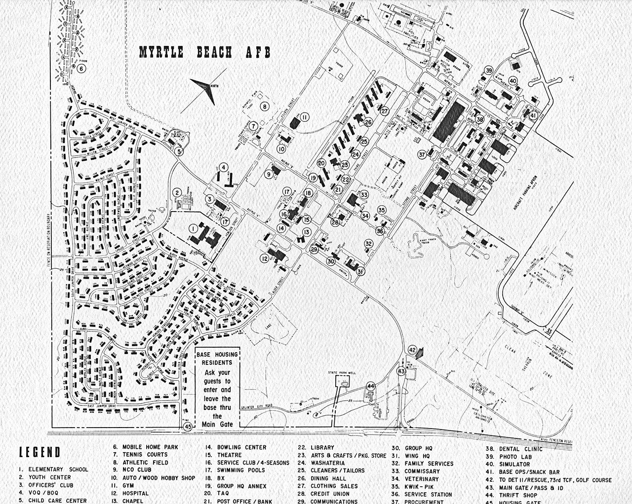 U.S. Air Force overview map of Myrtle Beach Air Force Base