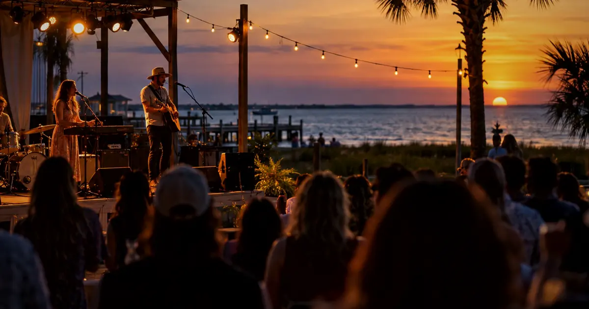 An illustrative outdoor coastal concert for Adventures In Parrotdise
