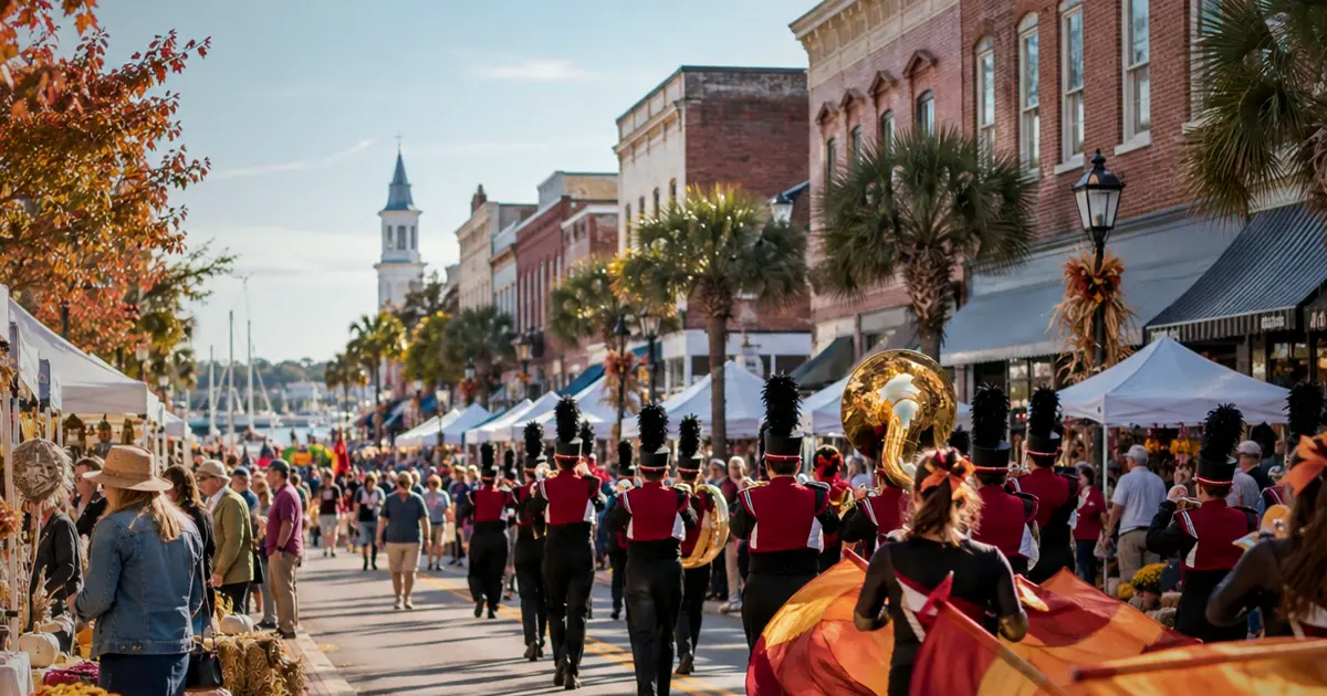 An illustrative small-town street festival for Tobacco Heritage Day