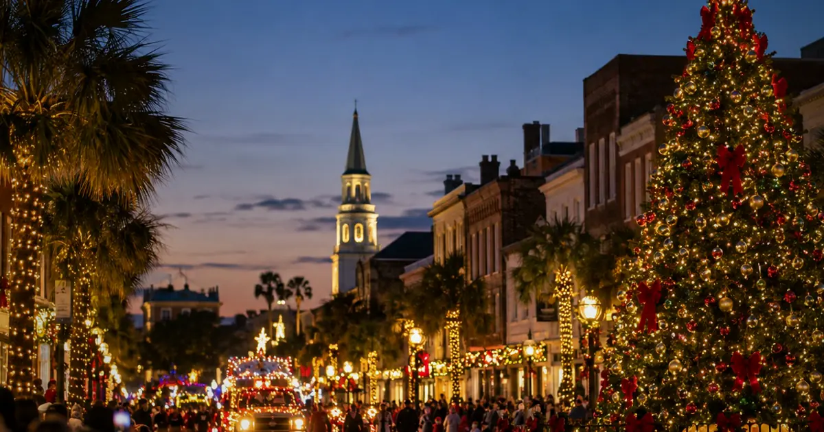 An illustrative downtown holiday lighting and parade for Murrells Inlet Christmas Parade