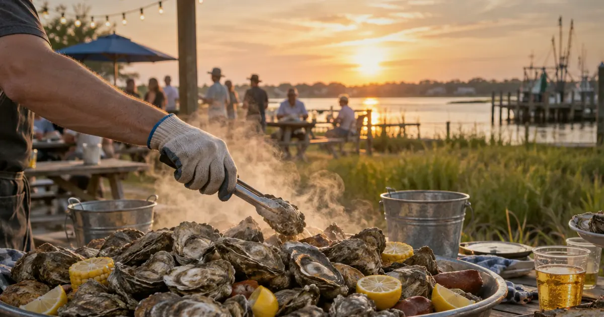 An illustrative coastal seafood gathering for 22nd Annual Murrells Inlet Oyster Roast