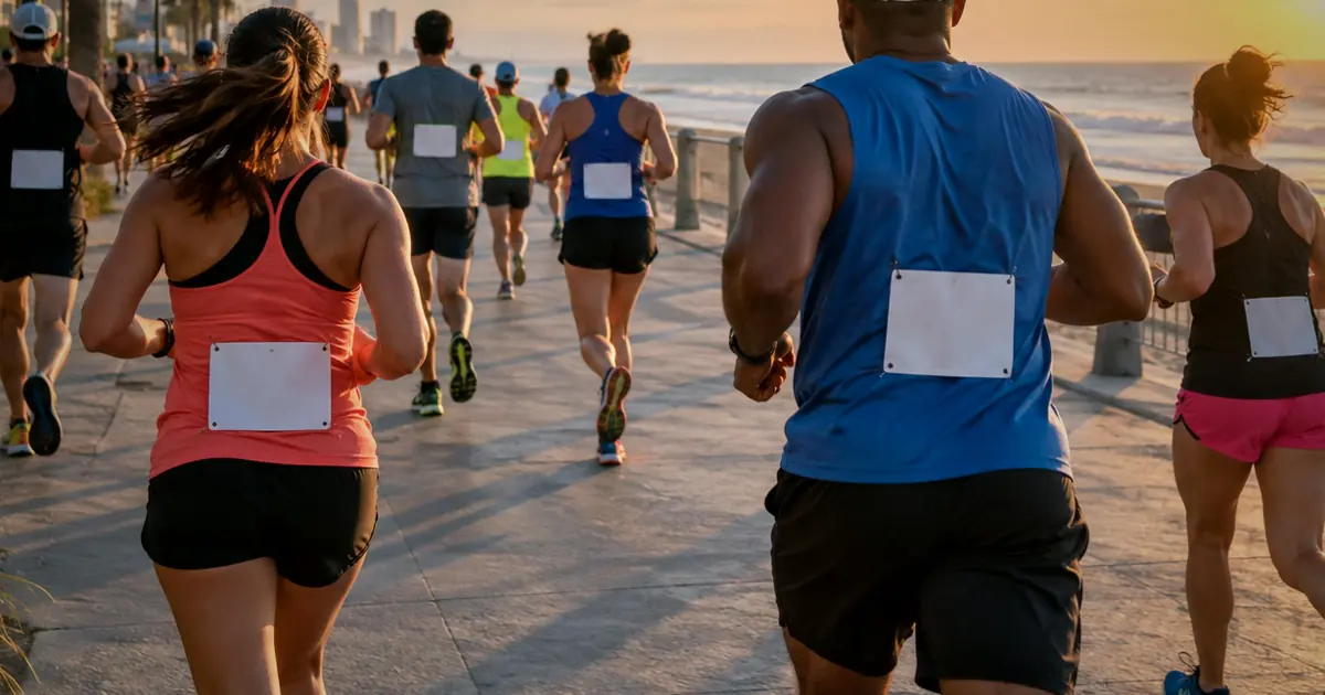 An illustrative oceanfront road race for Myrtle Beach Mini Marathon & Coastal 5K